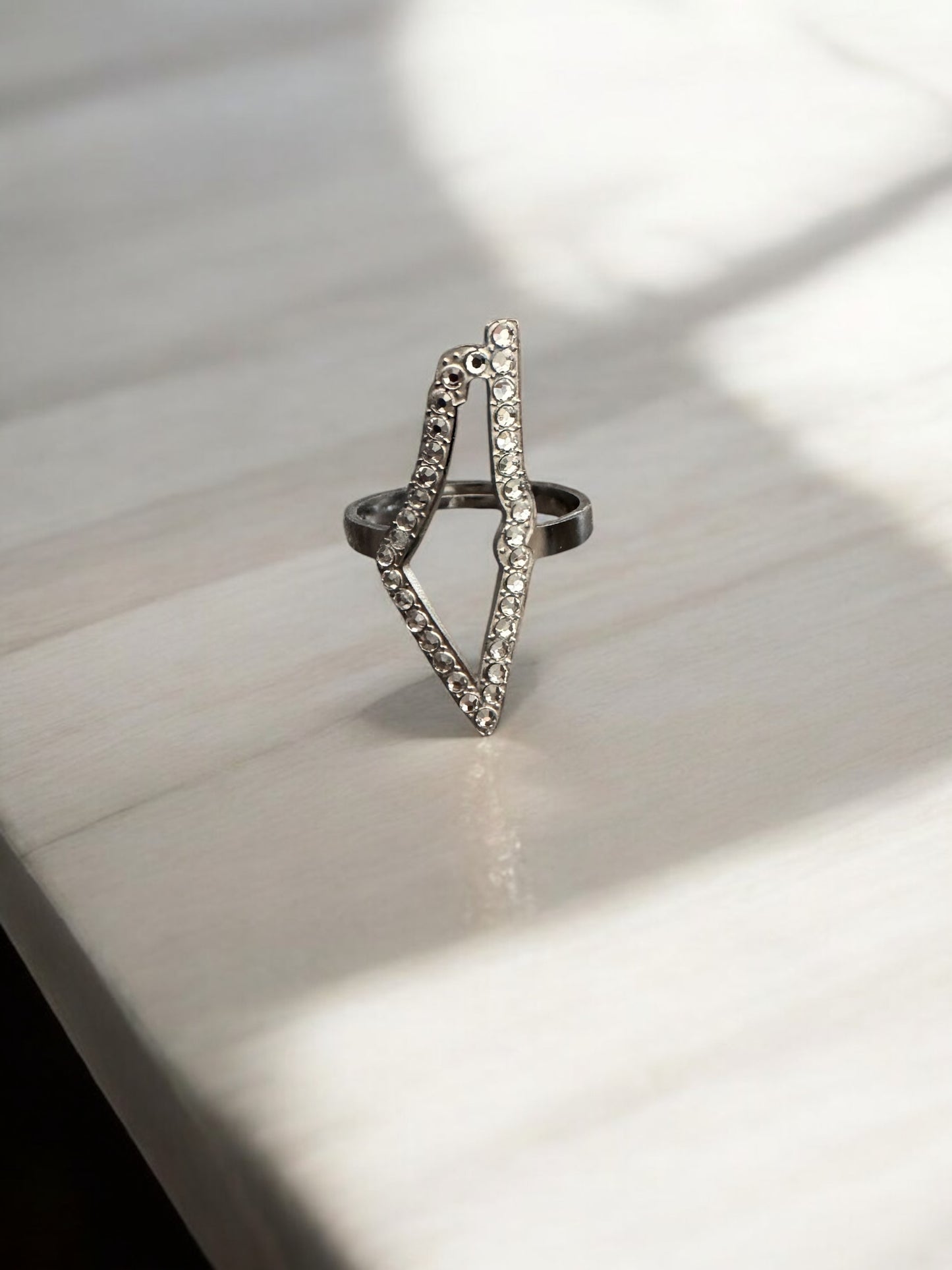 Rhinestone Palestine Map Ring