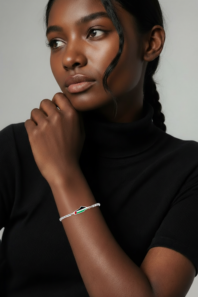 Rhinestone Palestine Map Bracelet