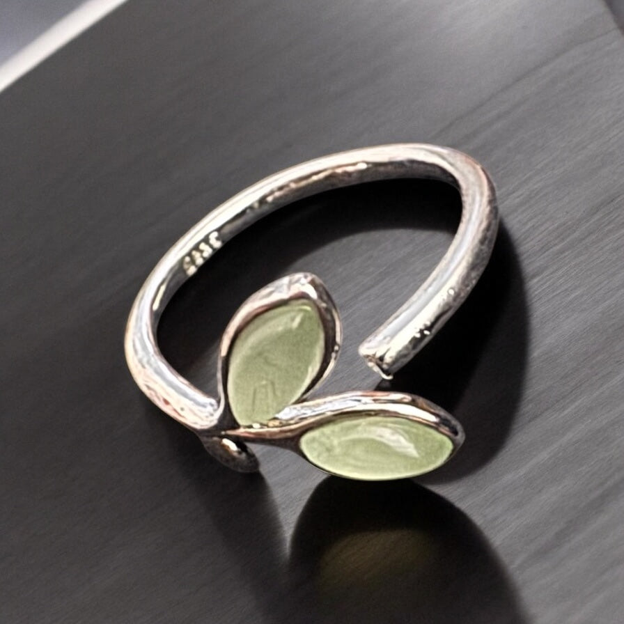 Green Olive Leaf Bracelet & Ring Set