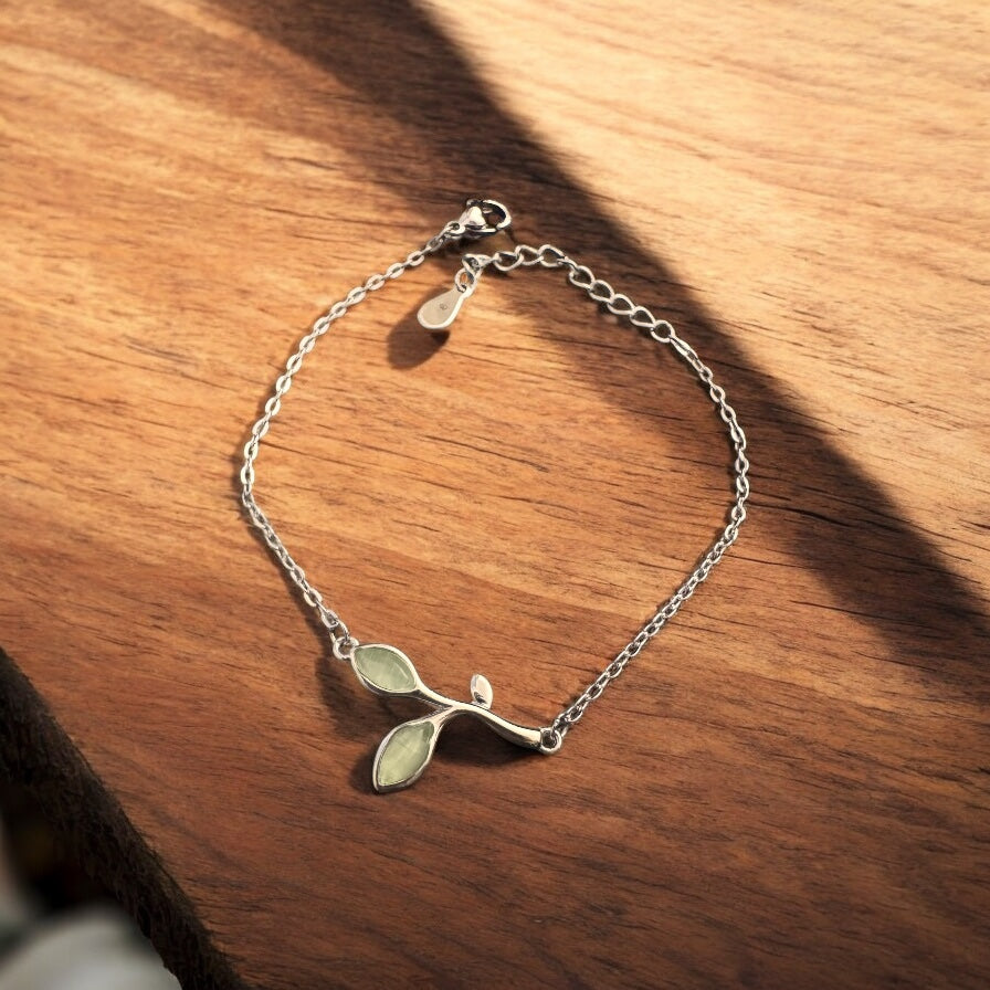 Green Olive Leaf Bracelet & Ring Set