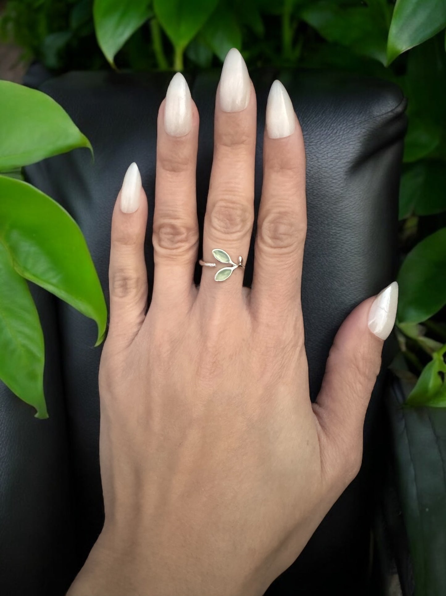Green Olive Leaf Bracelet & Ring Set