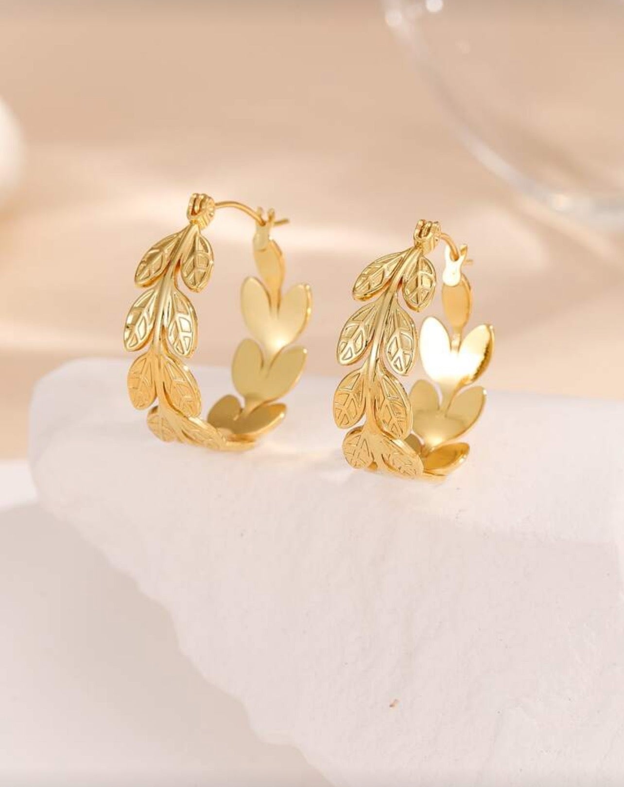 Olive Branch Hoop Earrings