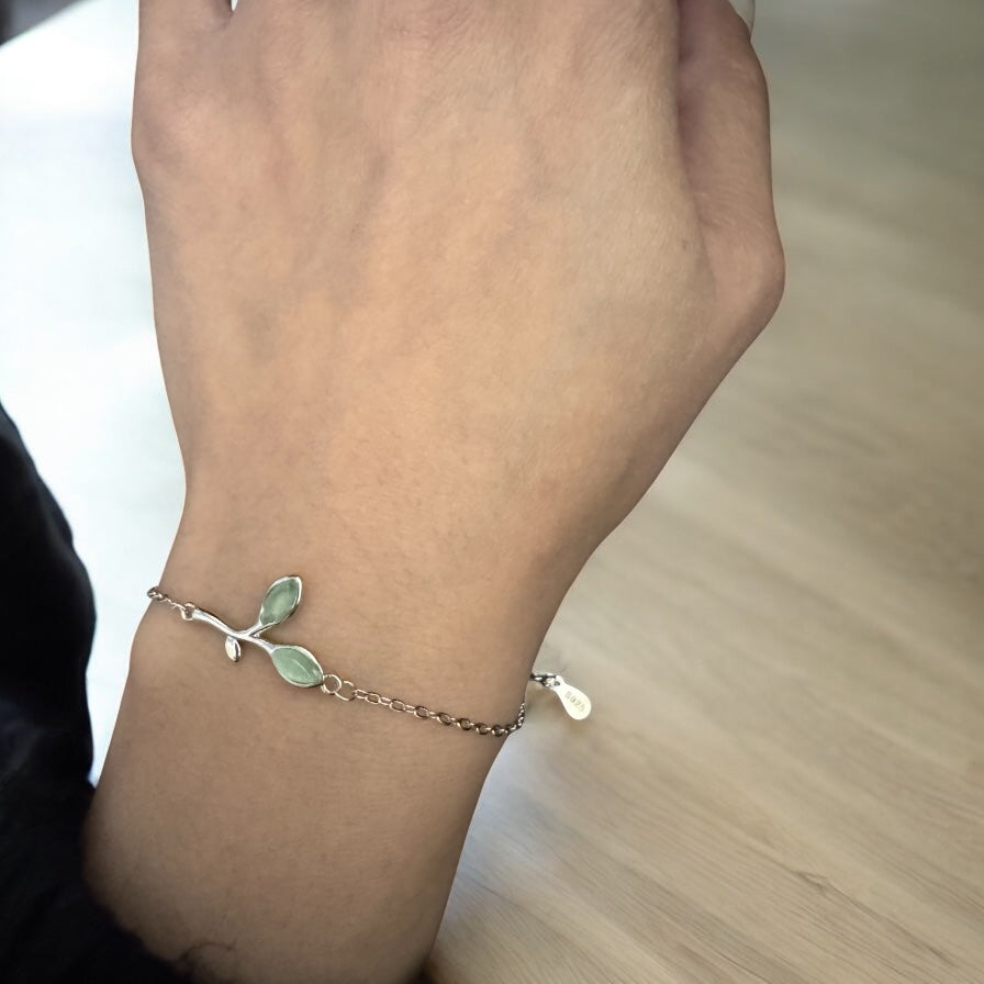 Green Olive Leaf Bracelet & Ring Set