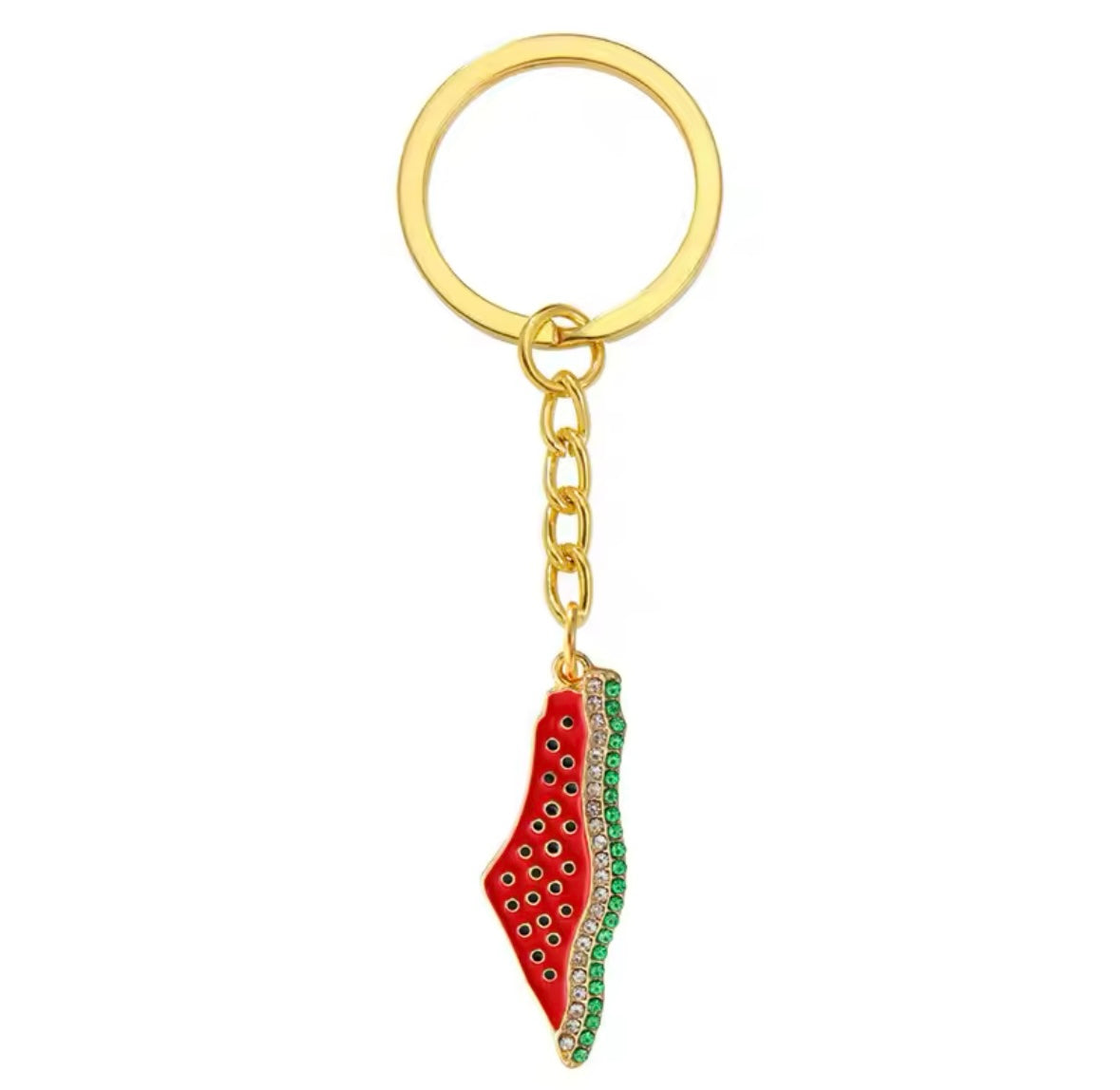 Rhinestone Watermelon Map Keychain