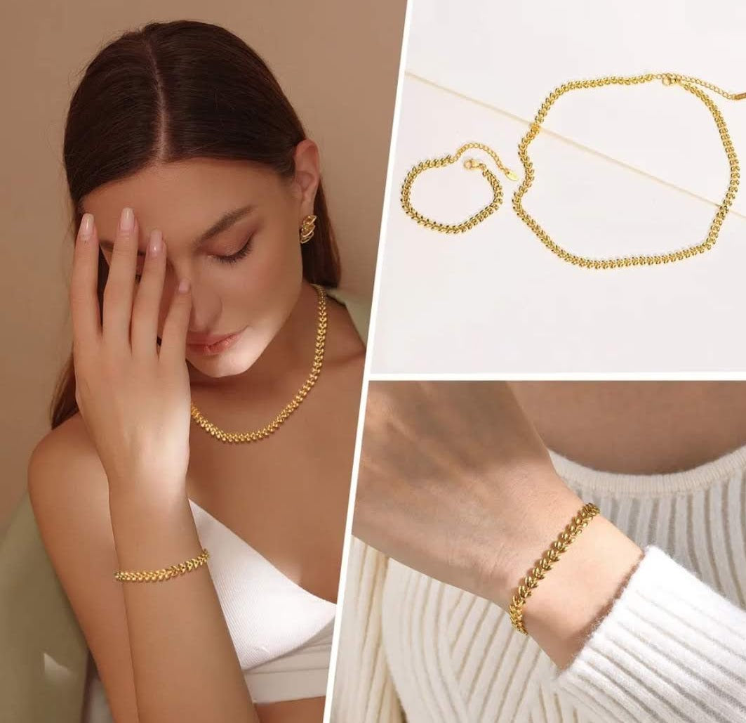 Olive Leaf Necklace & Bracelet Set