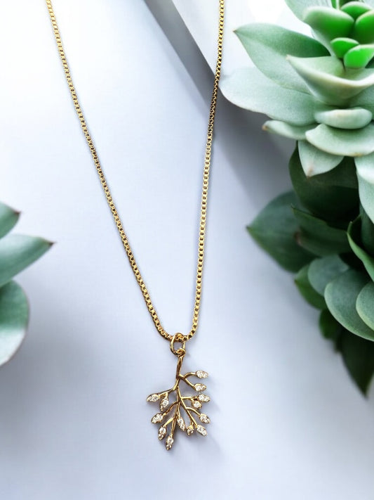 Olive Branch Zircon Necklace