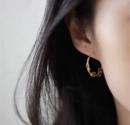 Olive Branch Hoop Earrings