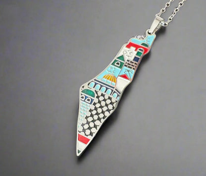Palestine Landmark Map Necklace