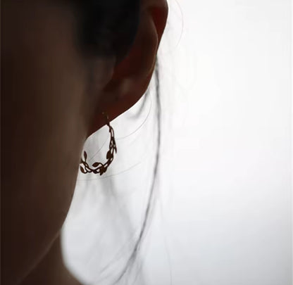 Olive Branch Hoop Earrings
