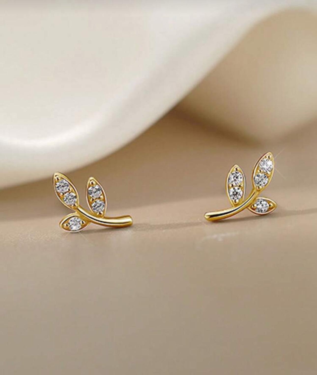 Olive Leaf Stone Earrings