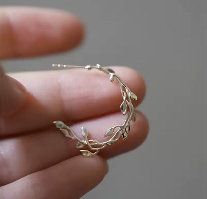 Olive Branch Hoop Earrings