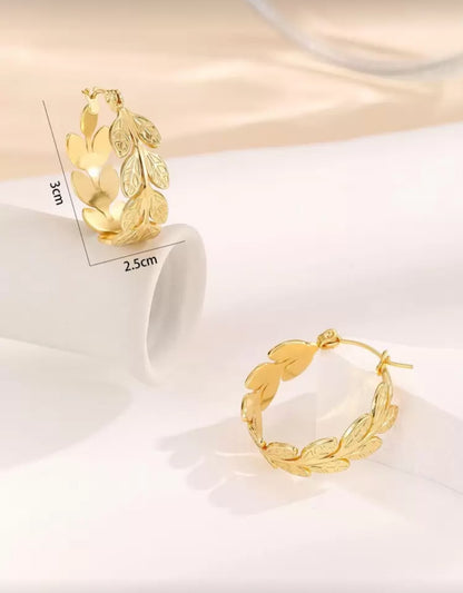 Olive Branch Hoop Earrings