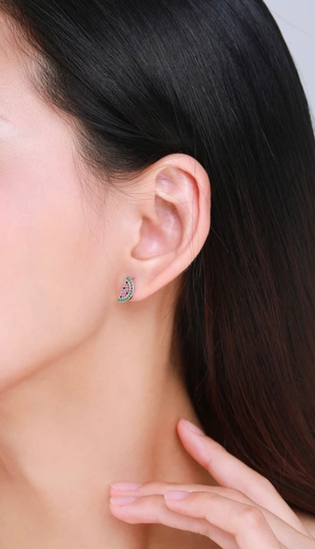 Rhinestone Watermelon Earrings