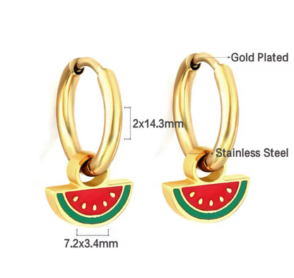 Half Watermelon Kids Hoop Earrings