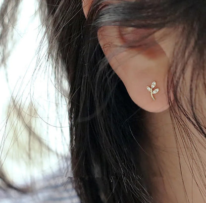 Olive Leaf Stone Earrings